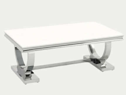 Table Basse Chrome Marbre Blanc 120x70x45 cm - Meublei