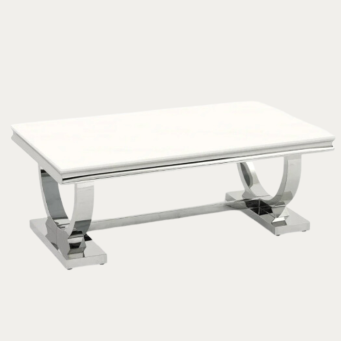 Table Basse Chrome Marbre Blanc 120x70x45 cm - Meublei