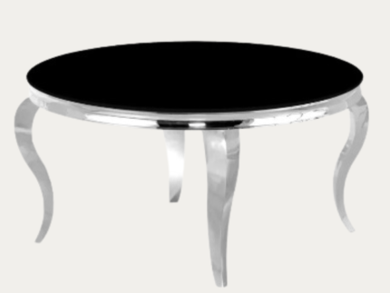 Table Basse Ronde, Marbre Blanc, noir, Métal doré, argenté - Meublei