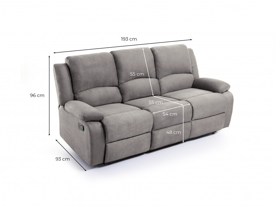 Canapé CLARA de relaxation manuel 3 places en microfibre