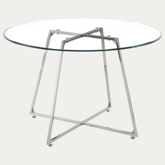 Table à manger ronde et pieds en acier inoxydable - Meublei