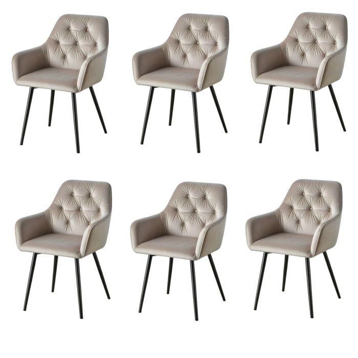 Lot de 4 chaises de salle à manger velours structure métallique - Meublei