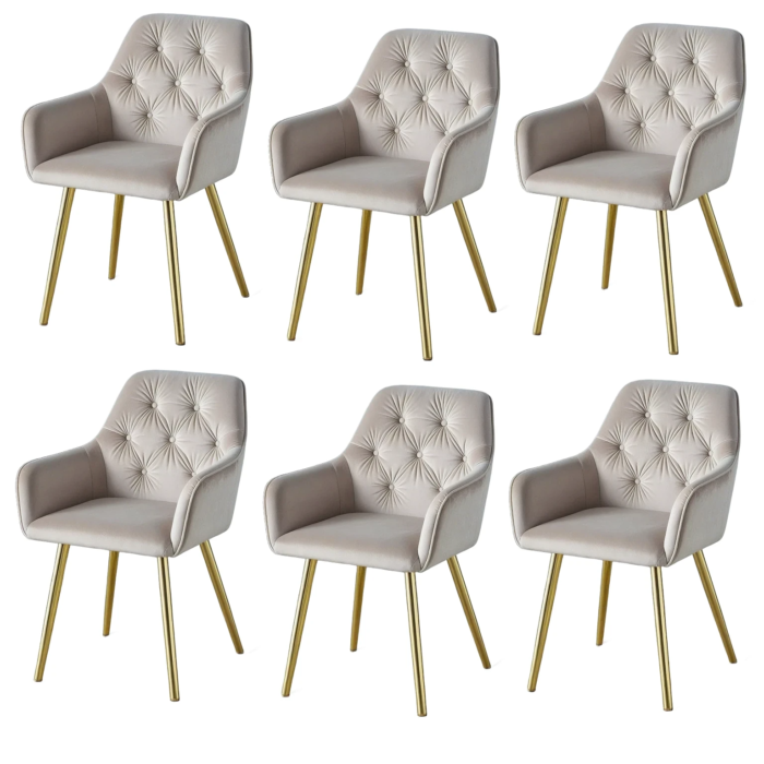 Lot de 4 chaises de salle à manger velours structure métallique - Meublei