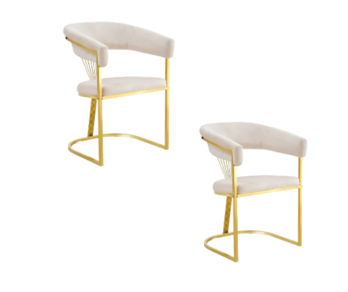 Lot de 2 chaises Vera en velours avec piètement en acier - Meublei