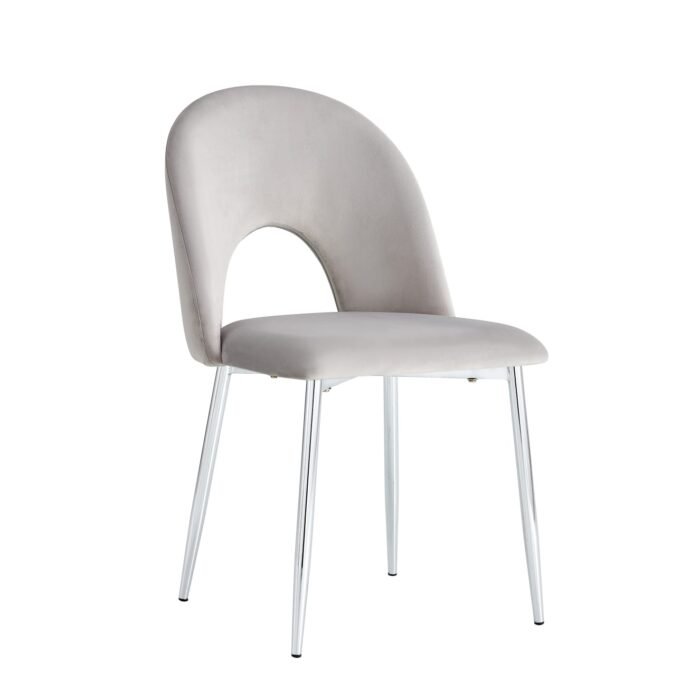 Lot de 4 Chaises Fiore avec Assise en Velours et Piètement en Acier - Meublei