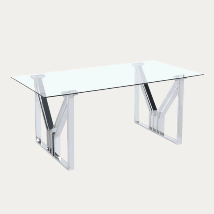 Table à Manger  verre transparent argentée - Meublei