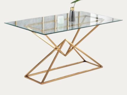 Table a manger en verre trempé et pieds en acier inoxydable - Meublei