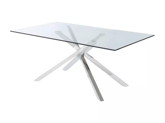 Table LIDY avec plateau en verre trempé et structure en acier inoxydable - Meublei