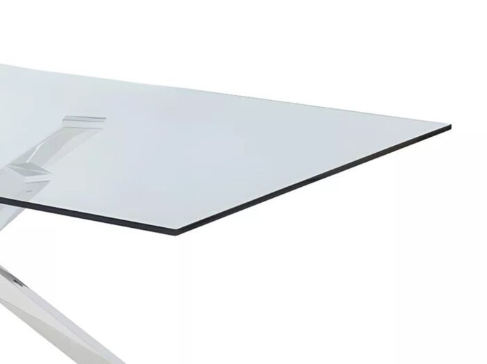 Table LIDY avec plateau en verre trempé et structure en acier inoxydable - Meublei