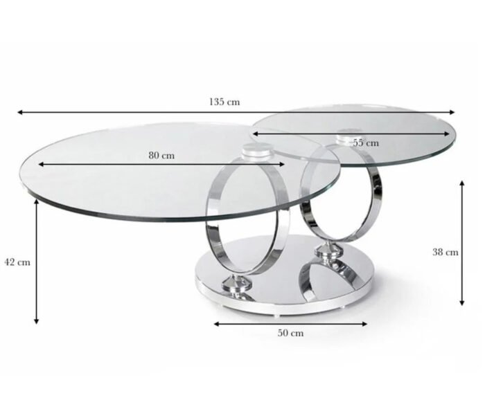 Table Basse ronde verre transparent structure argentée - Meublei