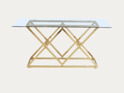Table à manger Triangle en verre pieds dorés - Meublei