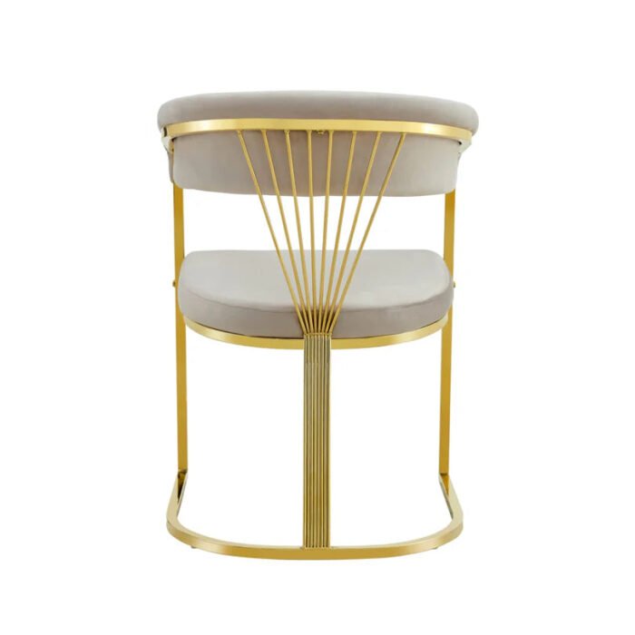 Ensemble Table à Manger et Chaises en Velours avec Piètement en Acier Gold - Meublei