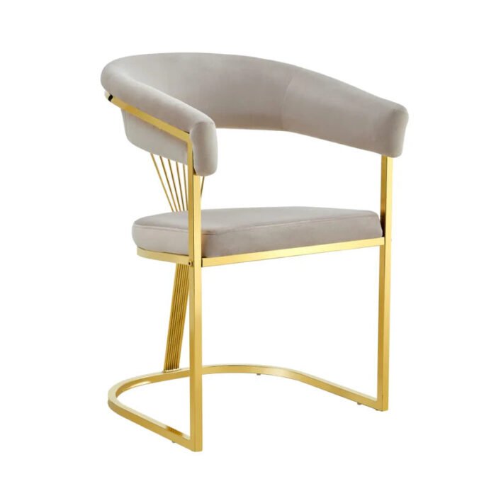 Ensemble Table à Manger et Chaises en Velours avec Piètement en Acier Gold - Meublei