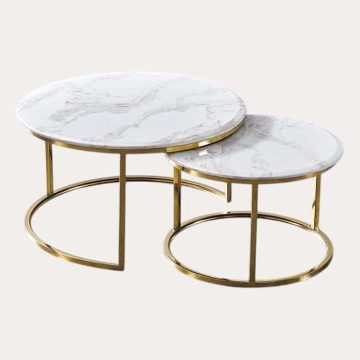 table Basse Gigogne au Plateau Céramique Effet Marbre - Meublei