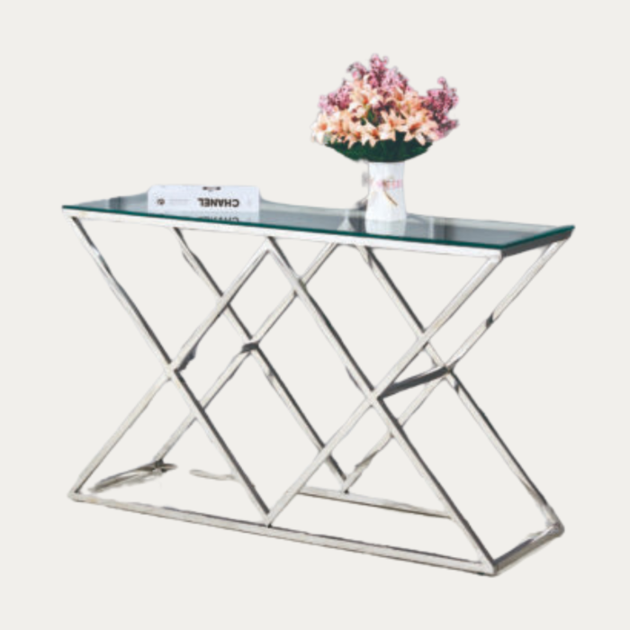 Console  en verre ou Marbre  structure doré ou argenté - Meublei