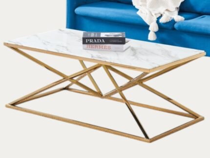 Table Basse rectangle en verre trempé et pieds en acier inoxydable - Meublei