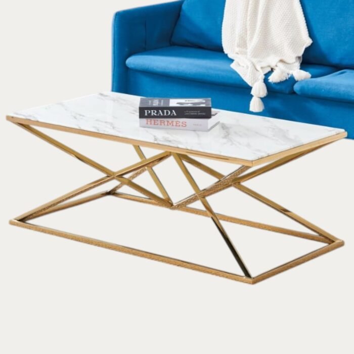 Table Basse rectangle en verre trempé et pieds en acier inoxydable - Meublei