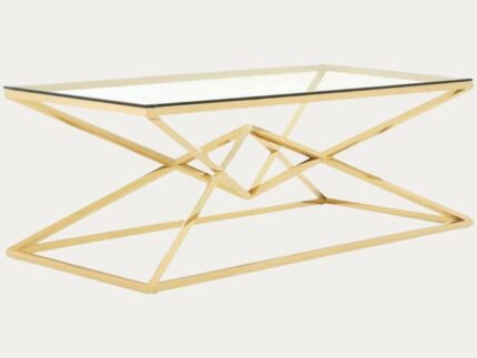 Table Basse rectangle en verre trempé et pieds en acier inoxydable - Meublei