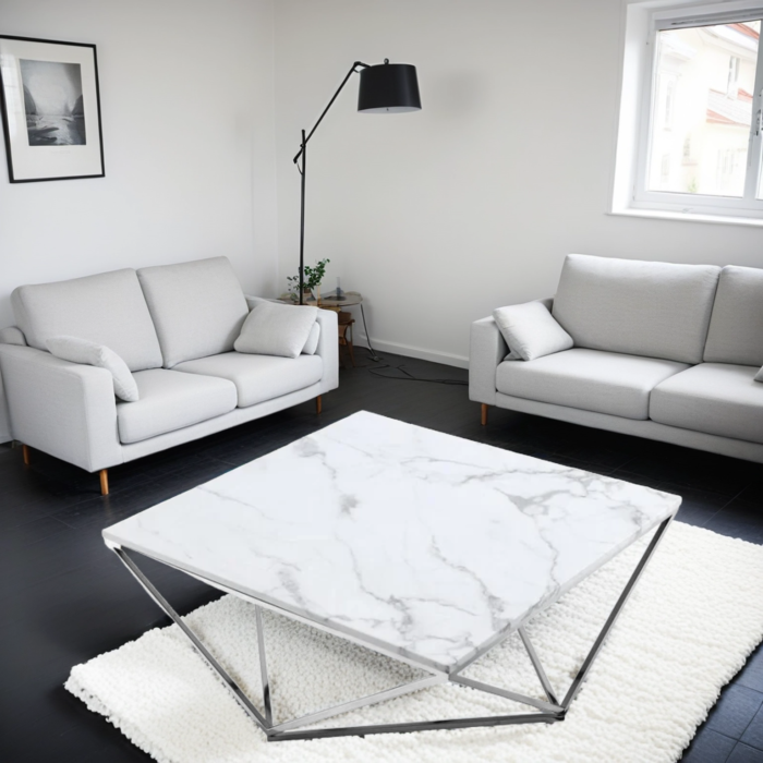 Table Basse plateau carré et structure en acier inoxydable - Meublei