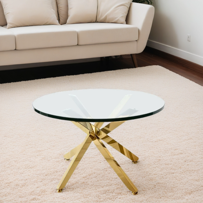 Table Basse ronde verre dorée - Meublei