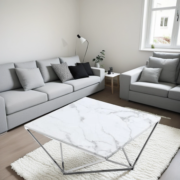 Table Basse plateau carré et structure en acier inoxydable - Meublei