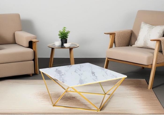 Table Basse plateau carré et structure en acier inoxydable - Meublei