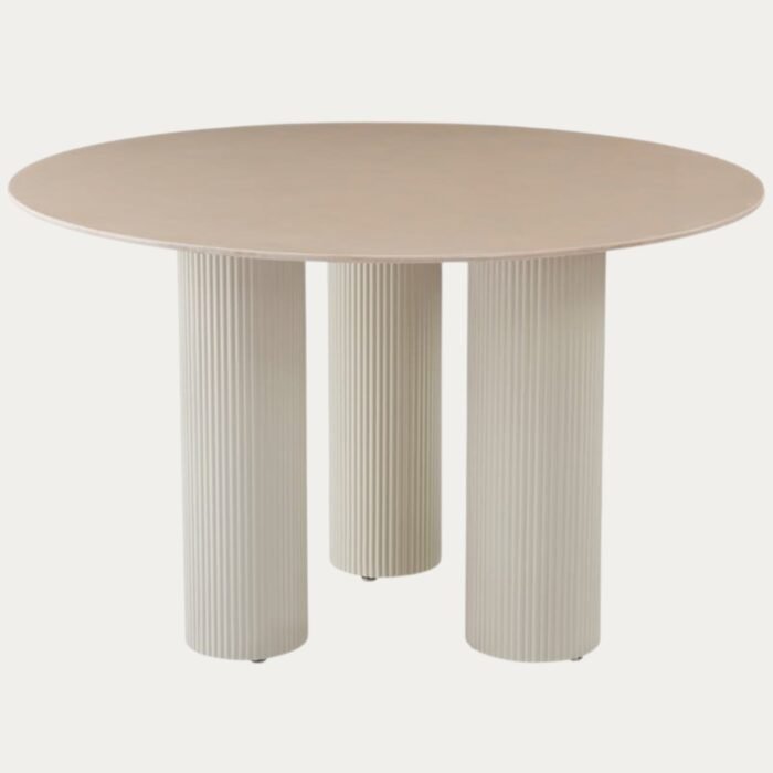 Table Repas  Pieds Beige avec Plateau Céramique Effet Marbre Blanc - Meublei