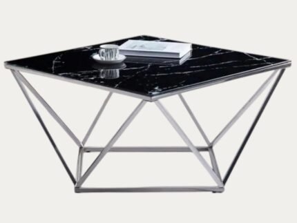Table Basse plateau carré et structure en acier inoxydable - Meublei