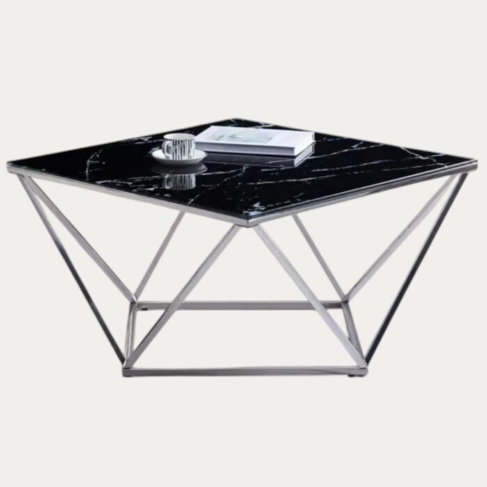 Table Basse plateau carré et structure en acier inoxydable - Meublei