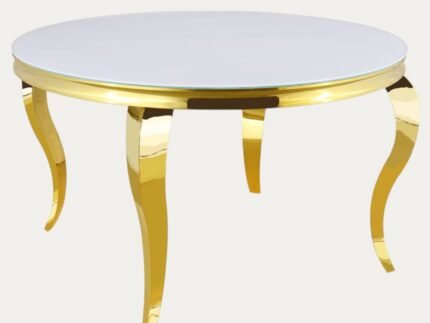 Table a manger  ronde en verre trempé et pieds en acier - Meublei