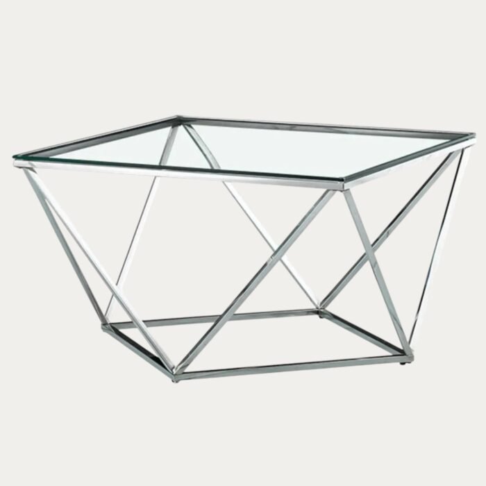 Table Basse plateau carré et structure en acier inoxydable - Meublei