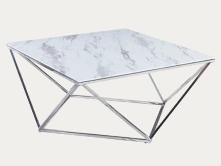 Table Basse plateau carré et structure en acier inoxydable - Meublei