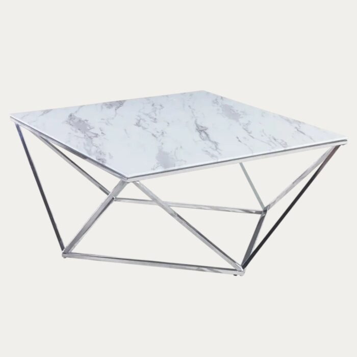 Table Basse plateau carré et structure en acier inoxydable - Meublei