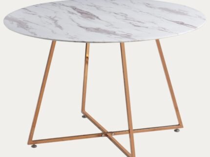 Table à manger ronde et pieds en acier inoxydable - Meublei