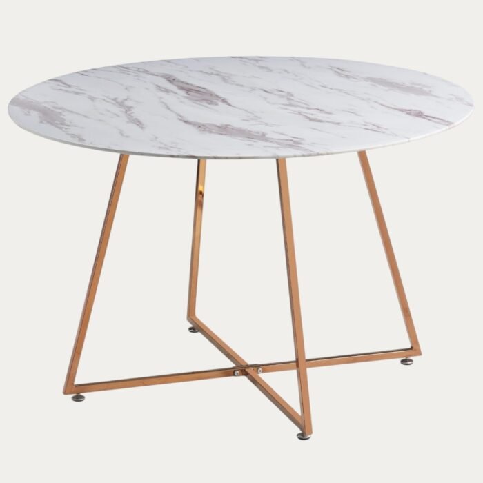 Table à manger ronde et pieds en acier inoxydable - Meublei