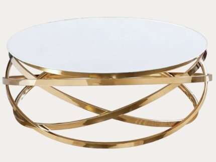 Table Basse, Verre, Marbre, Métal doré , argenté - Meublei