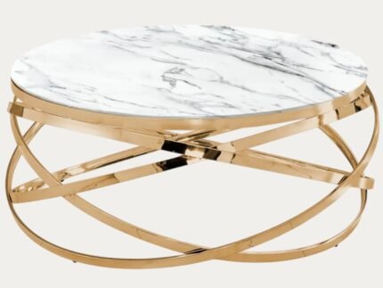 Table Basse, Verre, Marbre, Métal doré , argenté - Meublei