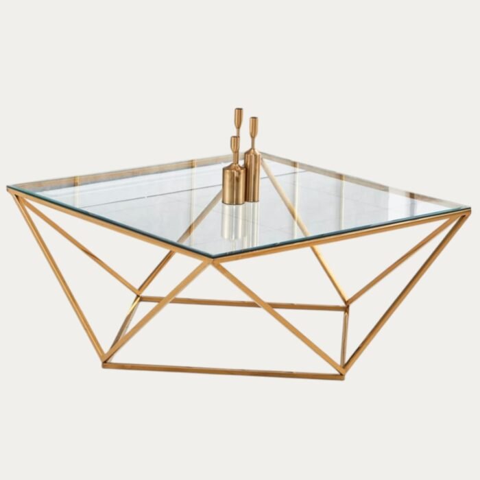 Table Basse plateau carré et structure en acier inoxydable - Meublei