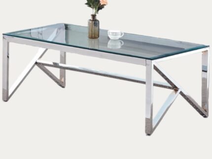 Table Basse en verre trempé et pieds en acier - Meublei