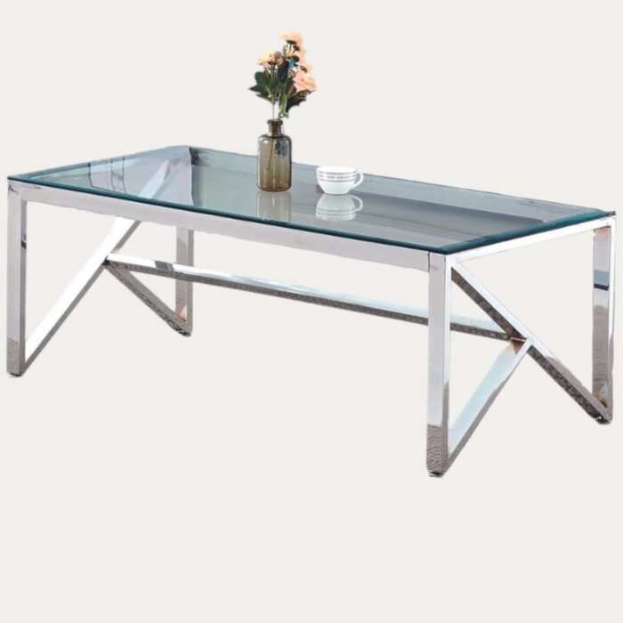 Table Basse en verre trempé et pieds en acier - Meublei
