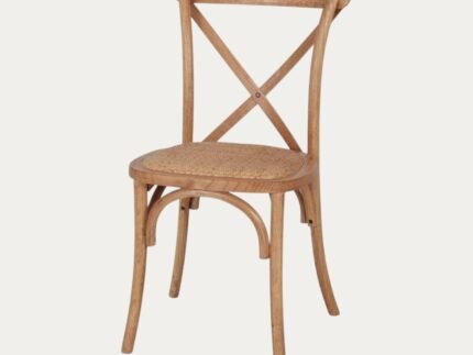 Chaise en Bois  de Style Bistro avec Assise en Fibre de Jonc Tressée - Meublei