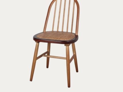 Chaise en Bois Apple avec Assise en Rotin Naturel de Style Windsor/Ercol - Meublei