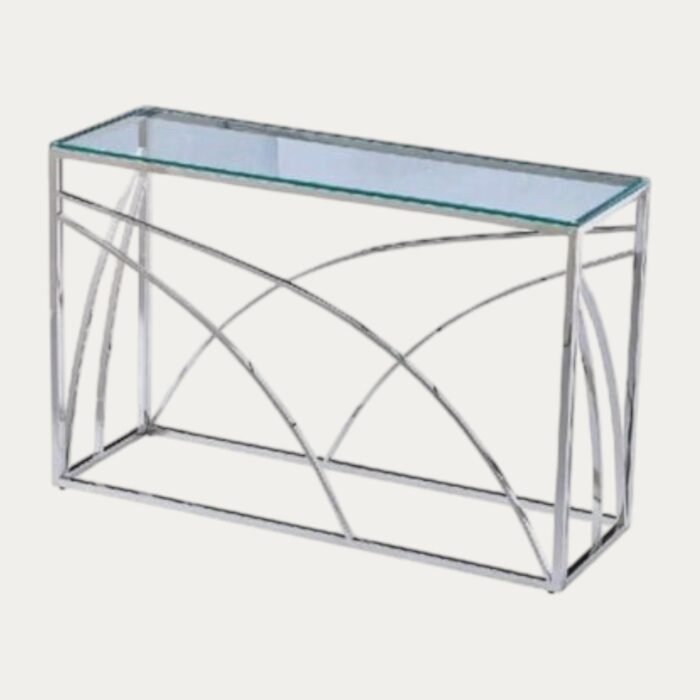 Console en verre ou marbre  structure argenté - Meublei