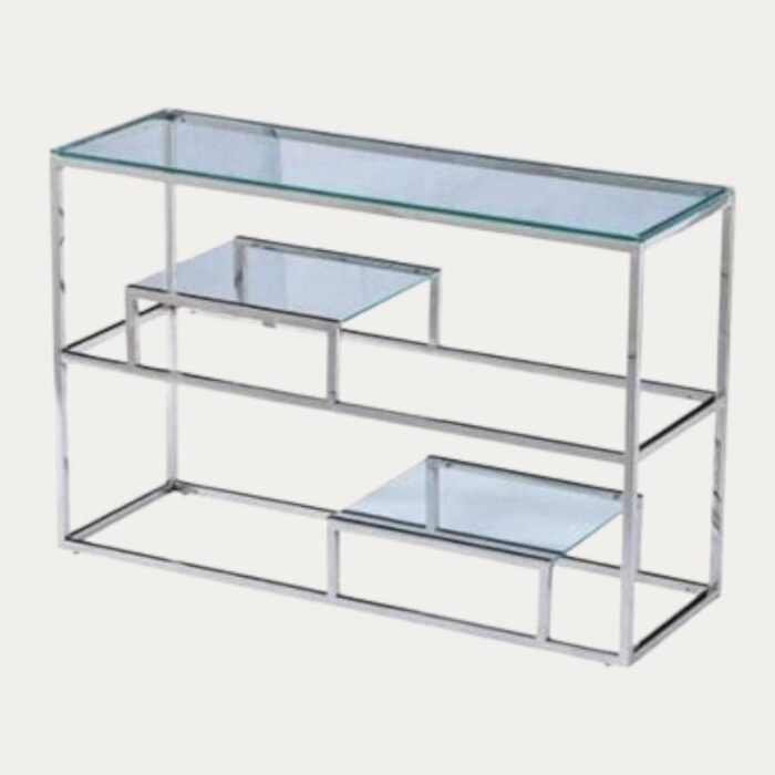 Console en verre ou marbre  structure argenté - Meublei