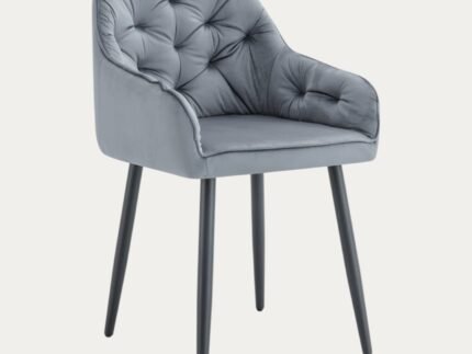 Chaise Assise en velours  avec Piètement en métal noir - Meublei