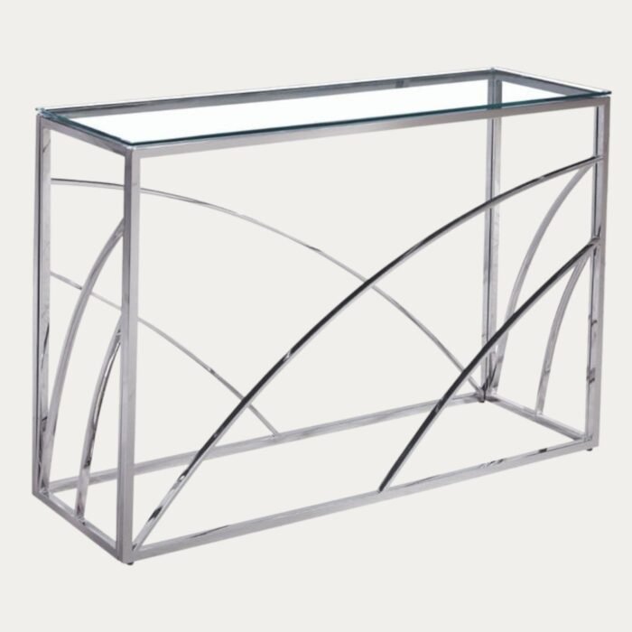 Console  en verre structure doré ou argenté - Meublei