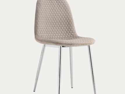 Chaise scandinave ALVEOLE assise en velours et pieds en acier - Meublei