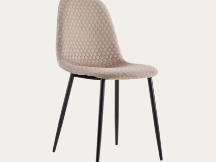 Chaise scandinave ALVEOLE assise en velours et pieds en acier - Meublei