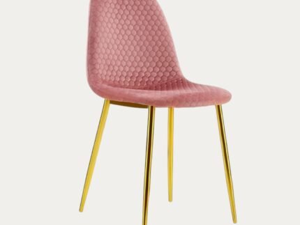 Chaise scandinave ALVEOLE assise en velours et pieds en acier - Meublei