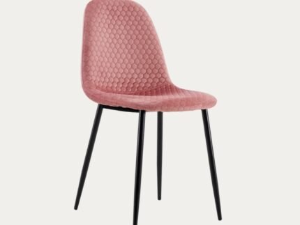 Chaise scandinave ALVEOLE assise en velours et pieds en acier - Meublei